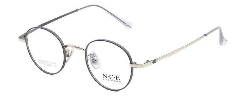Bclear Unisex Eyeglasses Titanium Round Full Rim Sc88303 Full Rim Bclear gray silver  