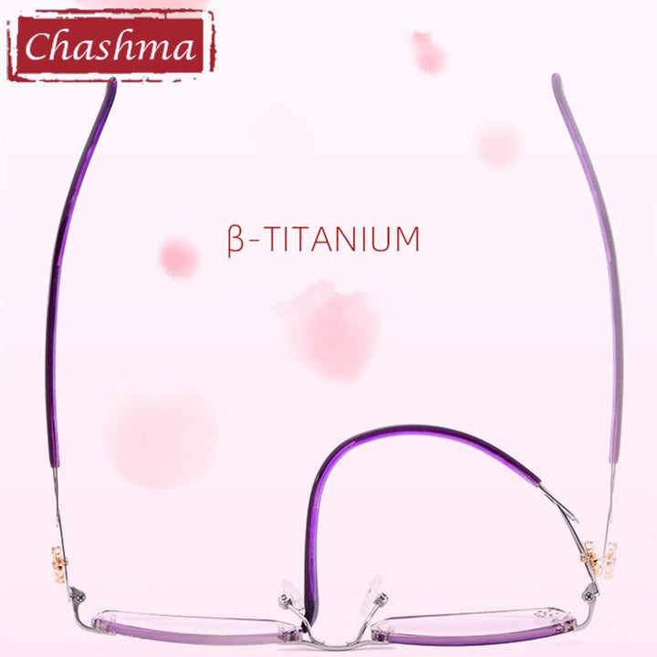 Women's Rimless Gradient Tint Eyeglasses Diamond Titanium Frame 2889 Rimless Chashma   