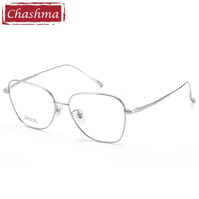 Women's Large Circular Titanium Frame Eyeglasses 8379 Frame Chashma Silver  