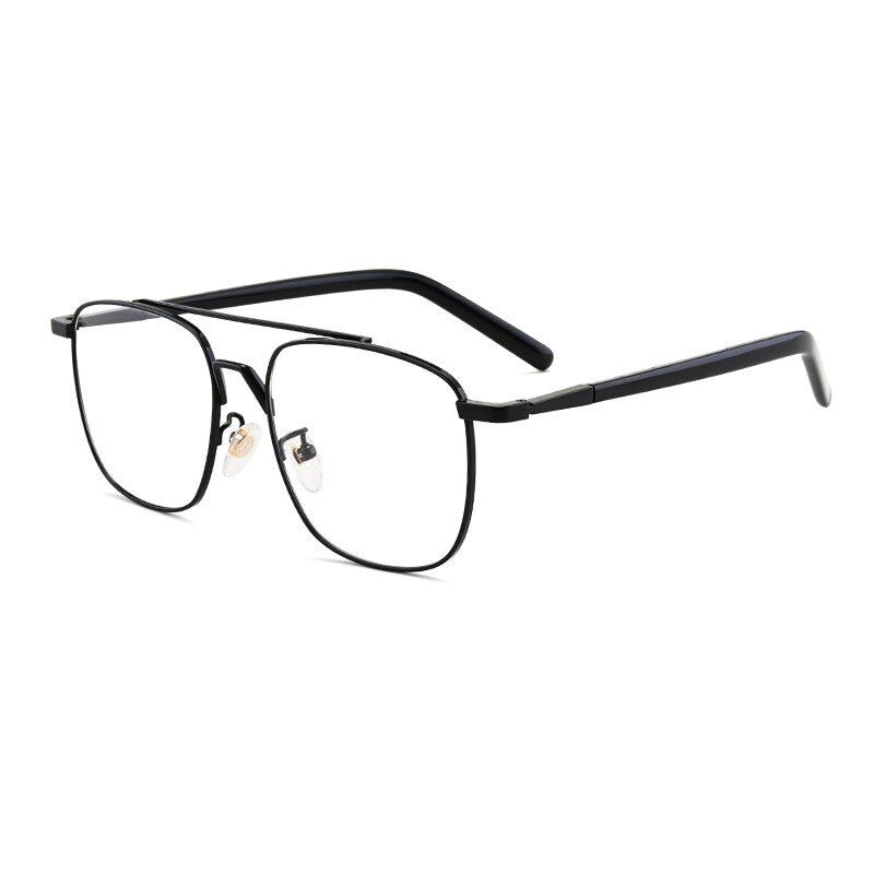 Aissuarvey Men's Round Full Rim Titanium Frame Eyeglasses Double Bridge Full Rim Aissuarvey Eyeglasses black  
