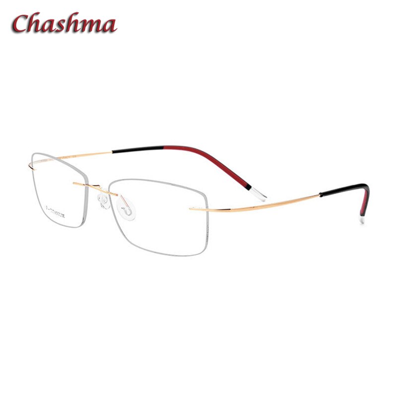 Chashma Ochki Unisex Rimless Square Titanium Eyeglasses 9609 Rimless Chashma Ochki Gold  