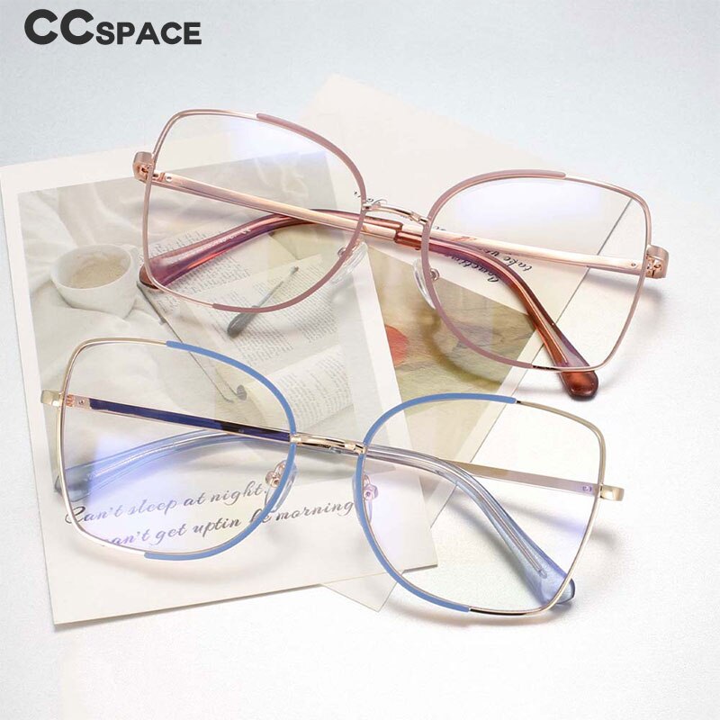 CCspace Unisex Semi Rim Square Alloy Frame Eyeglasses 54079 Semi Rim CCspace   
