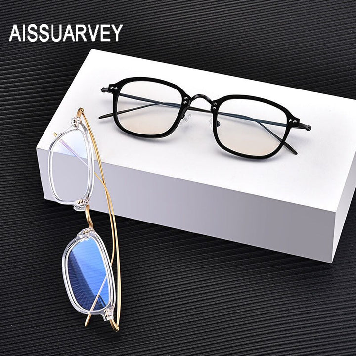 Aissuarvey Full Rim Square Titanium Frame Eyeglasses Unisex Full Rim Aissuarvey Eyeglasses   