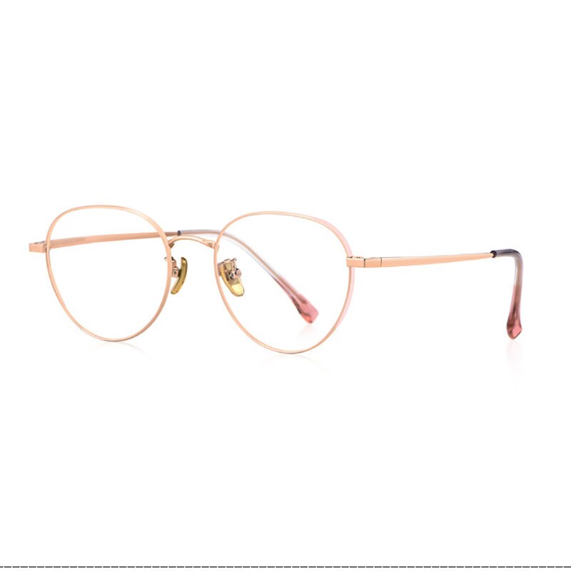 Handoer Women's Full Rim Irregular Round Titanium Eyeglasses T3927 Full Rim Handoer Pink Rose Gold  