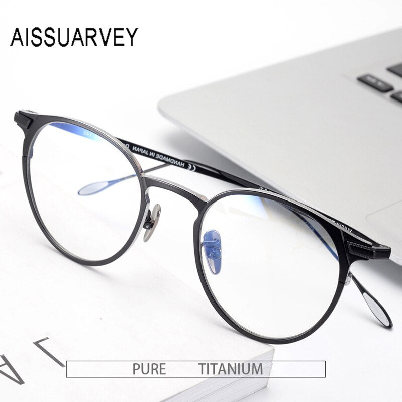Aissuarvey Round Full Rim Titanium Frame Unisex Eyeglasses Ufo061 Full Rim Aissuarvey Eyeglasses   