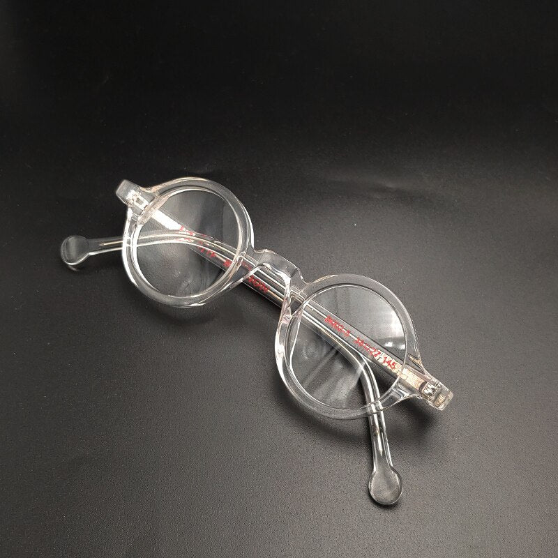 Unisex Transparent Small Round Reading Glasses Acetate Frame B002-6 Reading Glasses Yujo   