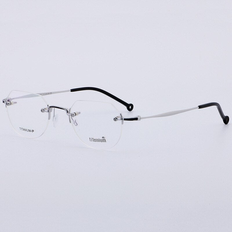 Aissuarvey Rimless Round Titanium Frame Eyeglasses Unisex Rimless Aissuarvey Eyeglasses Silver  