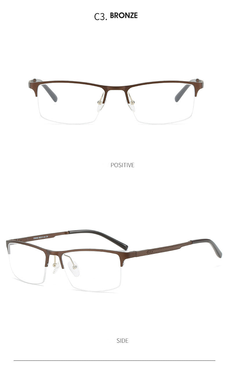 Hdcrafter Men's Semi Rim TR 90 Titanium Alloy Square Frame Eyeglasses P6342 Semi Rim Hdcrafter Eyeglasses   