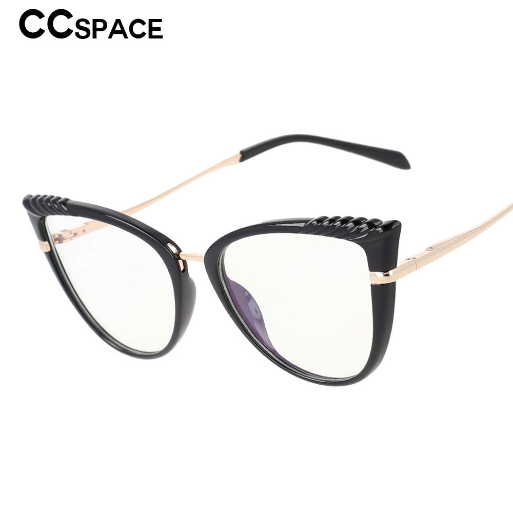 CCSpace Women's Full Rim Cat Eye Tr 90 Titanium Frame Eyeglasses 53191 Full Rim CCspace   