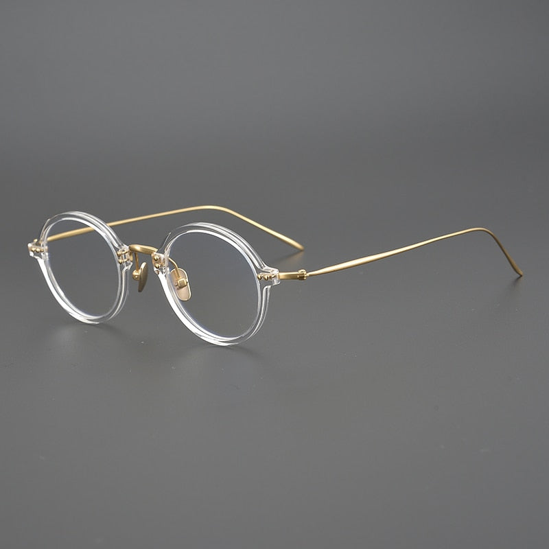 Gatenac Unisex Full Rim Round Acetate Titanium Frame Eyeglasses Gxyj329 Full Rim Gatenac 1  