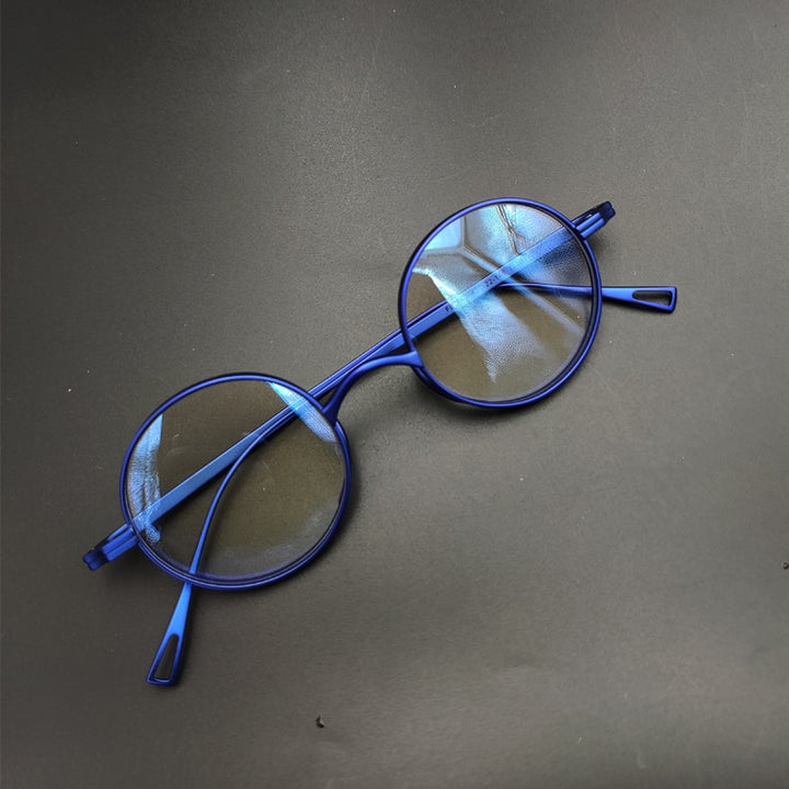 Yujo Unisex Full Rim 43mm Round Titanium Eyeglasses Full Rim Yujo   