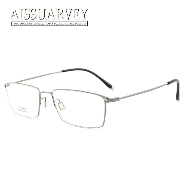 Aissuarvey Men's Eyeglasses Titanium Flexible Full Rim As5805 Full Rim Aissuarvey Eyeglasses Silver  