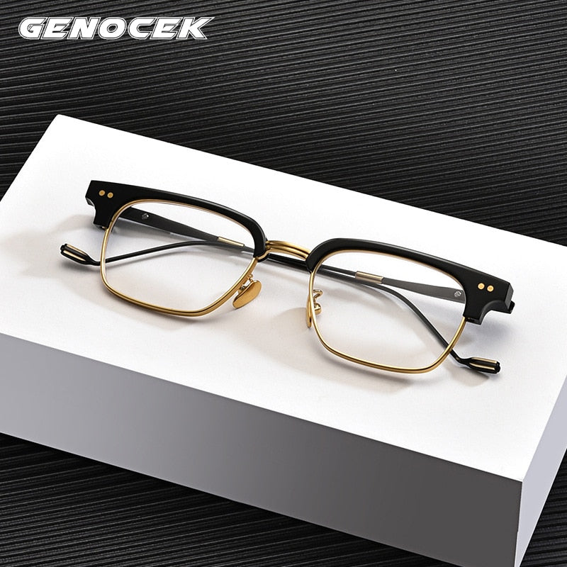 Gatenac Unisex Full Rim Square Acetate Frame Eyeglasses Gxyj184 Full Rim Gatenac   