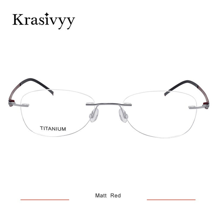 Krasivyy Women's Rimless Oval Screwless Titanium Eyeglasses Kr5003 Rimless Krasivyy Matt Red  