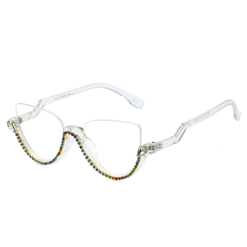 CCspace Women's Semi Rim Tr 90 Titanium Jeweled Frame Eyeglasses 45159 Semi Rim CCspace 02  