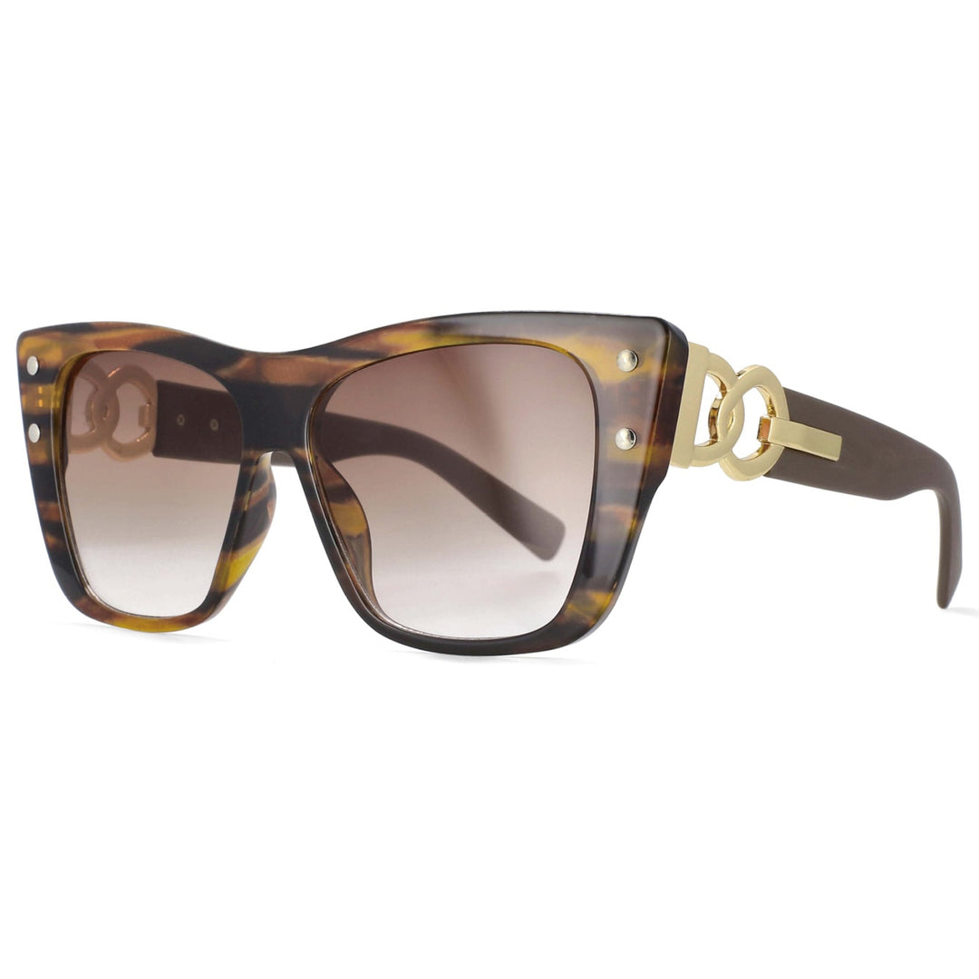 CCSpace Women's Full Rim Cat Eye Resin Frame Sunglasses 53689 Sunglasses CCspace Sunglasses leopard  