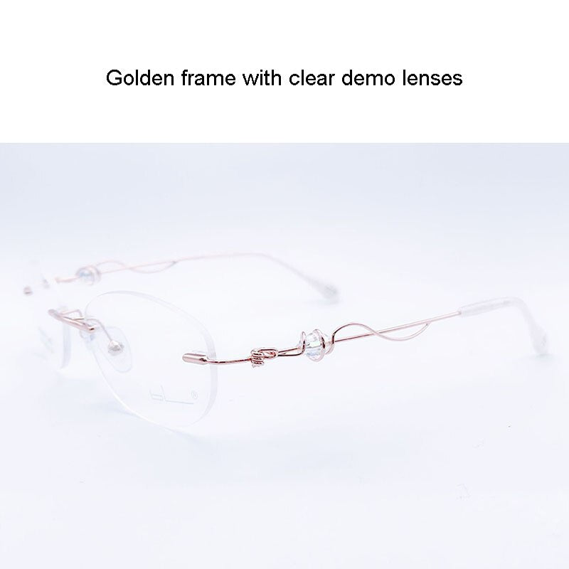 Aissuarvey  Round Rimless Frame Customizable Lens Women's Eyeglasses Rimless Aissuarvey Eyeglasses Gold  