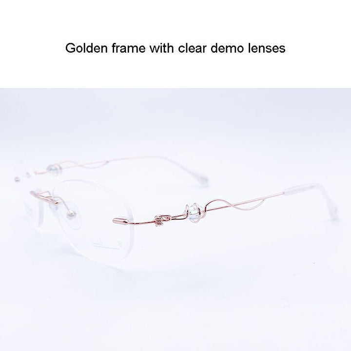 Aissuarvey  Round Rimless Frame Customizable Lens Women's Eyeglasses Rimless Aissuarvey Eyeglasses Gold  