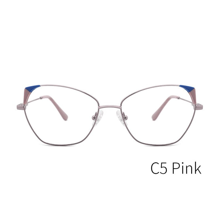 Kansept Women's Full Rim Polygon Cat Ear Stainless Steel Frame Eyeglasses Ms8128 Full Rim Kansept Pink  