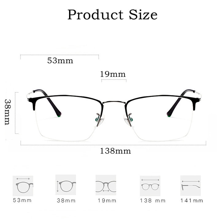 Yimaruili Unisex Semi Rim Titanium Frame Eyeglasses 8017JX Semi Rim Yimaruili Eyeglasses   