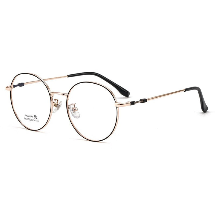 Yimaruili Unisex Full Rim Round β Titanium Frame Eyeglasses  86007YF Full Rim Yimaruili Eyeglasses Black Rose Gold  