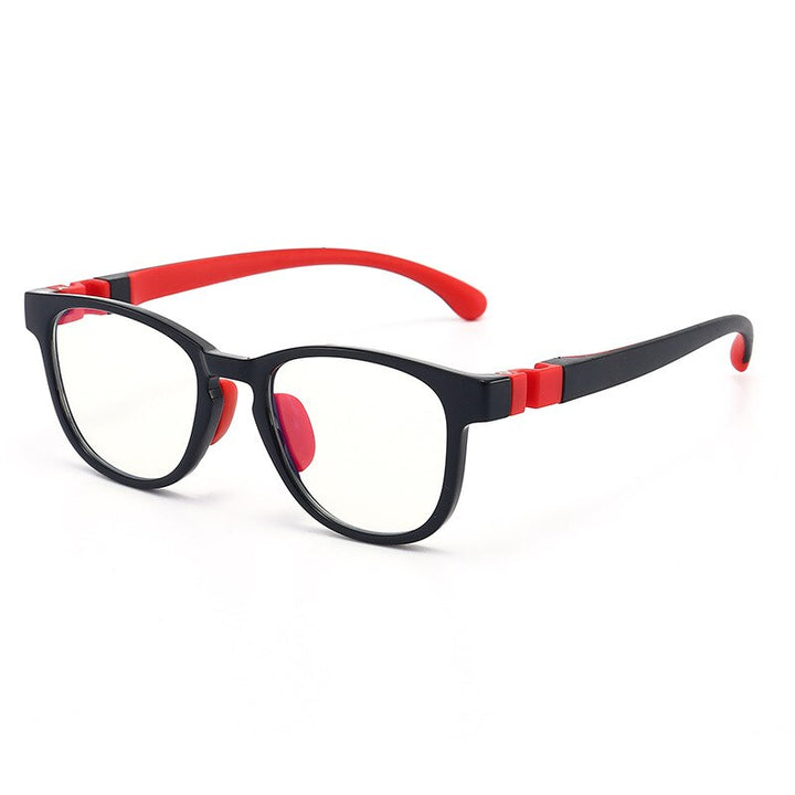 Yimaruili Unisex Children's Full Rim Silicone Frame Eyeglasses KF8509 Full Rim Yimaruili Eyeglasses Black Red  