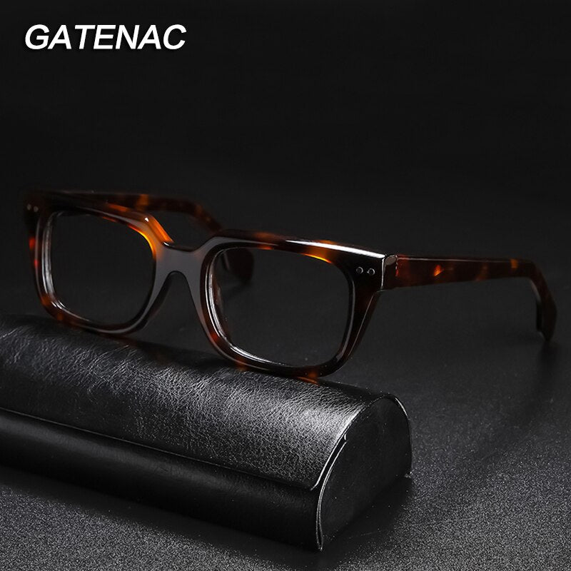 Gatenac Unisex Full Rim Square Acetate Frame Eyeglasses Gxyj725 Full Rim Gatenac   