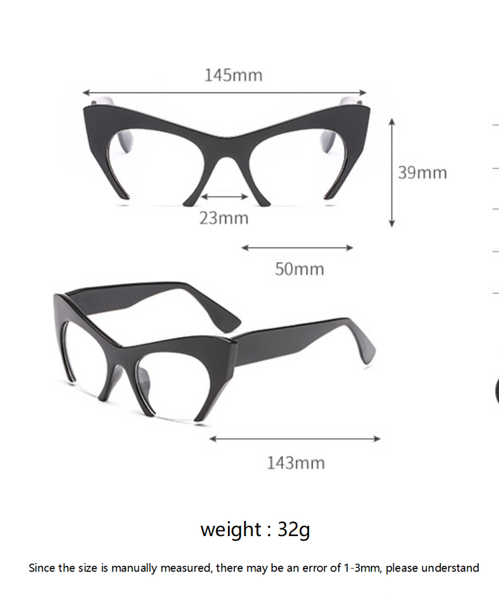 CCSpace Unisex Semi Rim Cat Eye Resin Frame Eyeglasses 45292 Semi Rim CCspace   