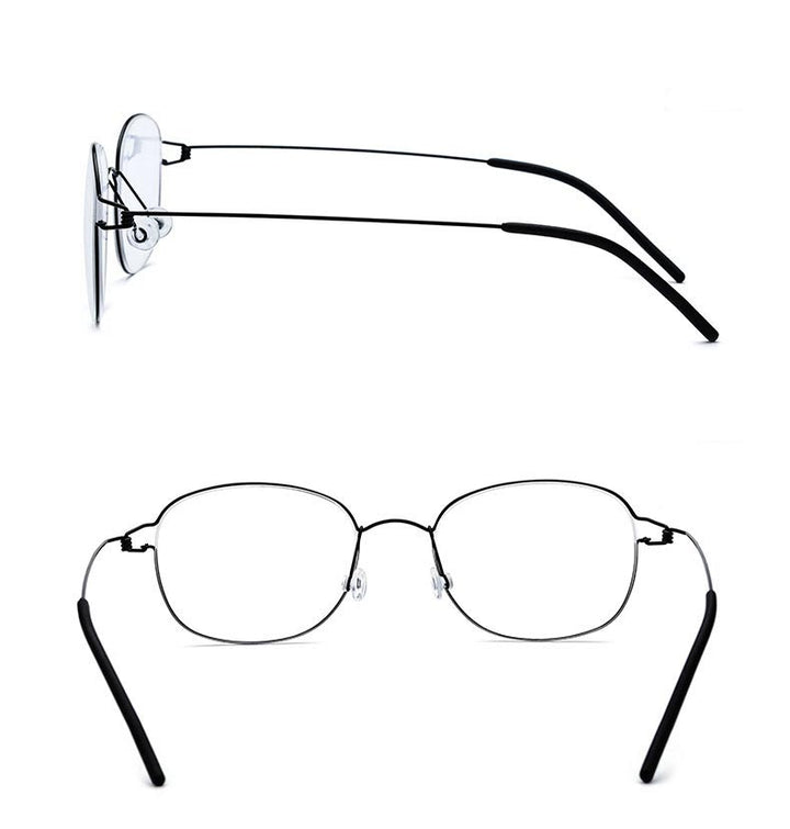 Hdcrafter Unisex Full Rim Round Titanium Screwless Frame Eyeglasses 28618 Full Rim Hdcrafter Eyeglasses   