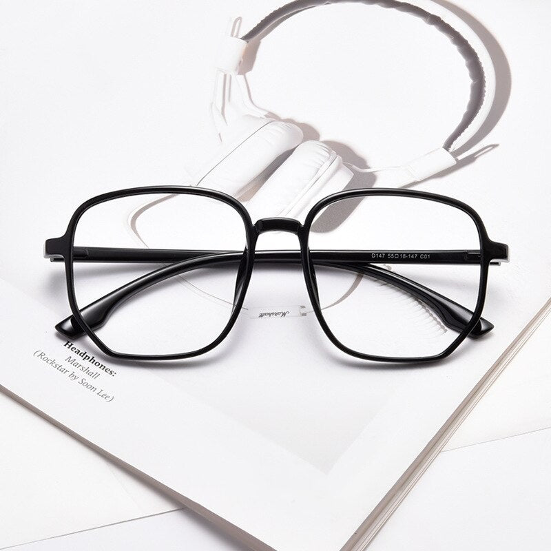 Yimaruili Unisex Full Rim Acetate Polygon Frame Eyeglasses D147 Full Rim Yimaruili Eyeglasses Brihgt Black  