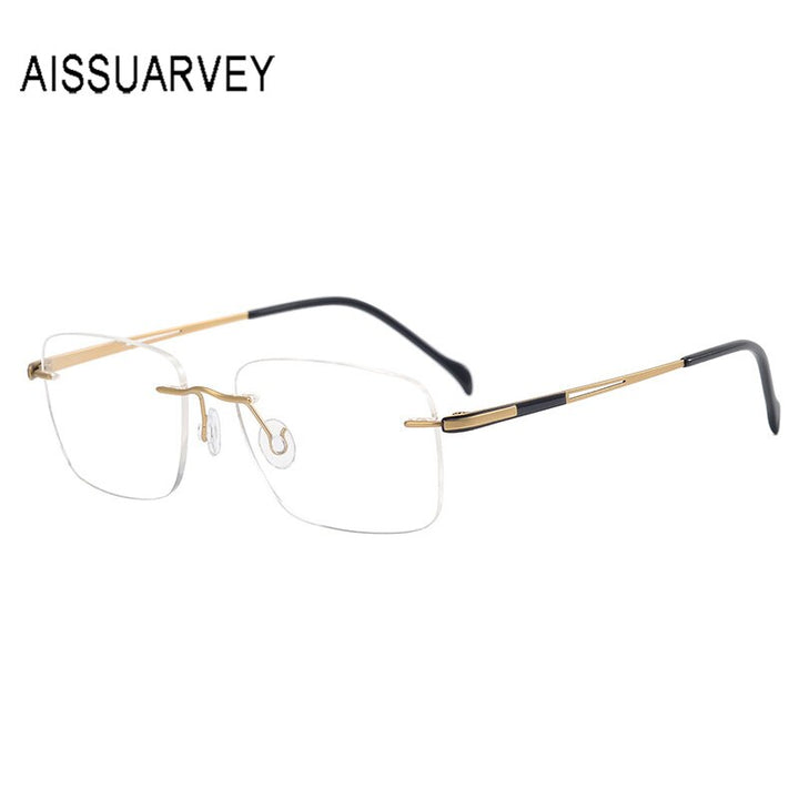 Aissuarvey Titanium Rimless Rectangular Frame Unisex Eyeglasses Rimless Aissuarvey Eyeglasses   