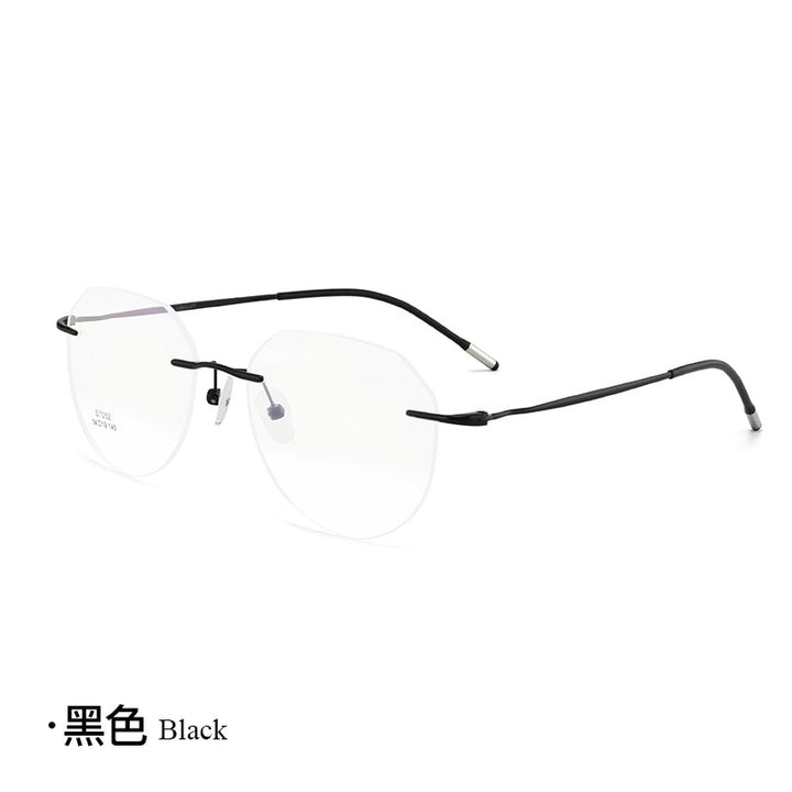 Unisex Square Titanium Alloy Rimless Frame Eyeglasses Zt7052 Rimless Bclear black  