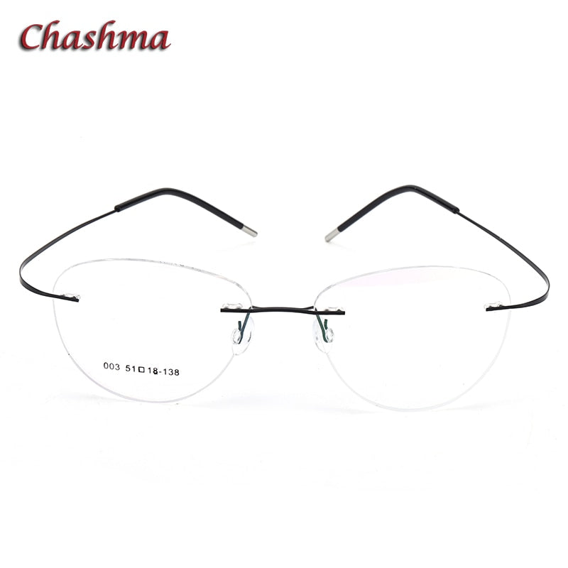 Chashma Ochki Unisex Rimless Triangle Cat Eye Titanium Eyeglasses 60742 Rimless Chashma Ochki   