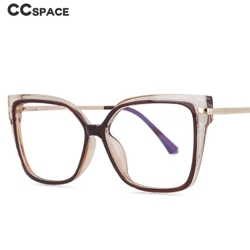 CCSpace Unisex Full Rim Oversized Square Cat Eye Tr 90 Titanium Frame Eyeglasses 54043 Full Rim CCspace   