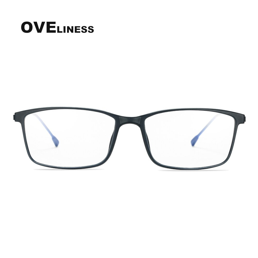 Oveliness Men's Full Rim Square Tr 90 Titanium Eyeglasses Ol98p55 Full Rim Oveliness blue  
