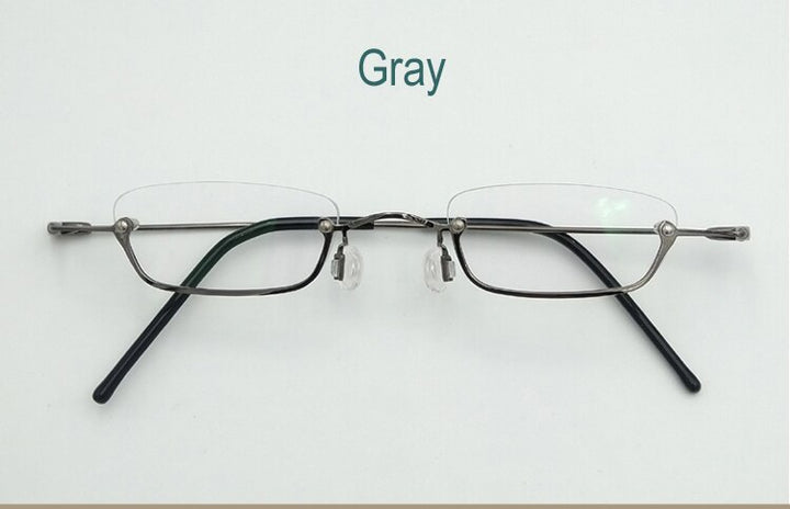 Unisex Small Square Semi Rim Stainless Steel Reading Glasses Reading Glasses Yujo China 0 gray