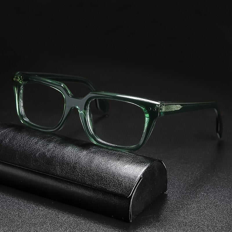 Gatenac Unisex Full Rim Square Acetate Frame Eyeglasses Gxyj725 Full Rim Gatenac Green  