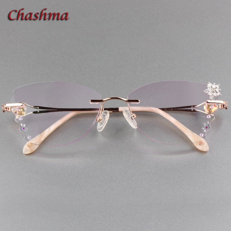 Chashma Ochki Women's Rimless Butterfly Titanium Eyeglasses Gradient Tint Lenses 88301 Rimless Chashma Ochki   