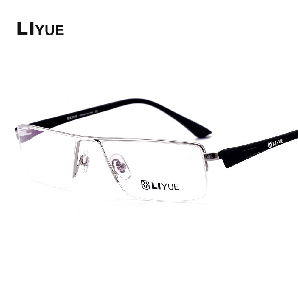 Oveliness Men's Semi Rim Square Alloy Eyeglasses 08127 Semi Rim Oveliness silver  