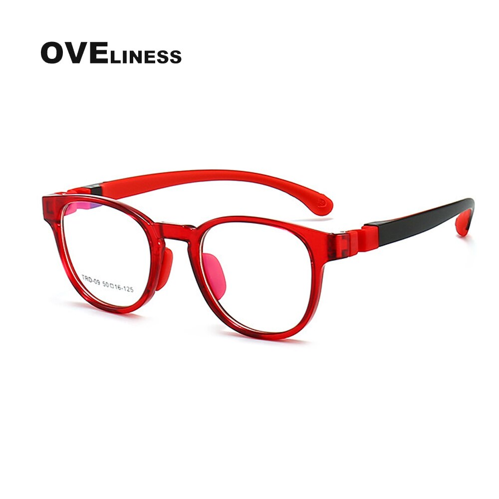 Oveliness Unisex Children's Full Rim Round Tr 90 Titanium Eyeglasses Olp09 Full Rim Oveliness red  