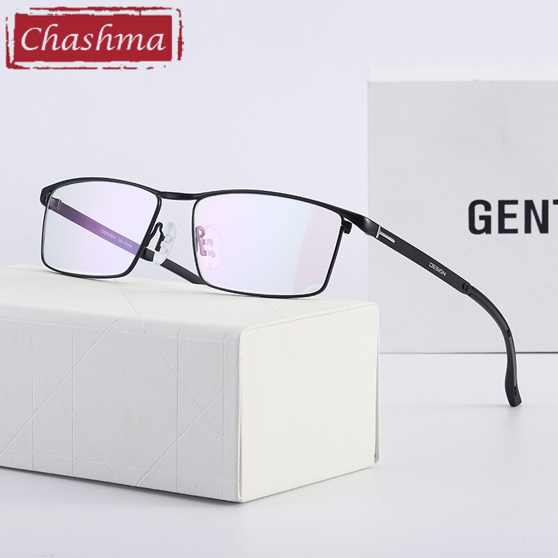 Chashma Ottica Men's Full Rim Large Square Titanium Alloy Eyeglasses P9318 Full Rim Chashma Ottica   