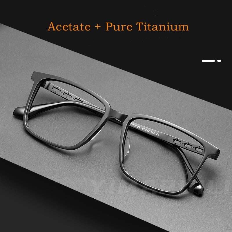 Yimaruili Men's Full Rim Titanium Frame Eyeglasses HT5022B Full Rim Yimaruili Eyeglasses   