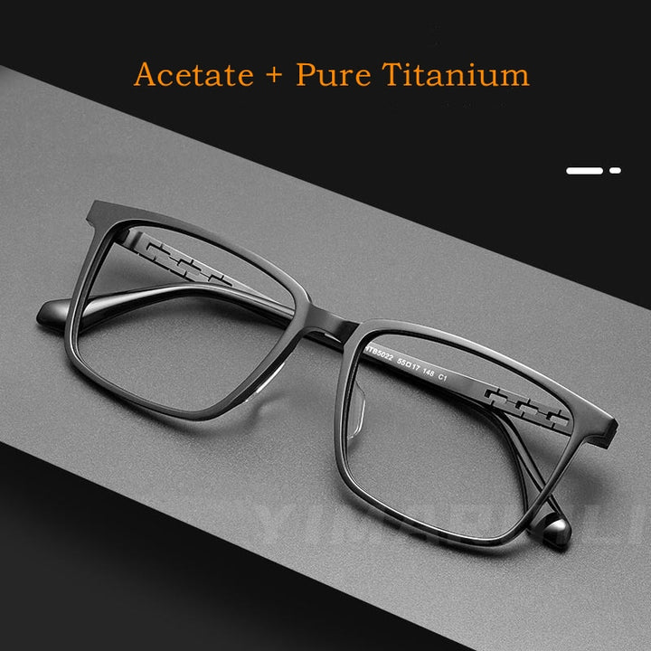 Yimaruili Men's Full Rim Titanium Frame Eyeglasses HT5022B Full Rim Yimaruili Eyeglasses   