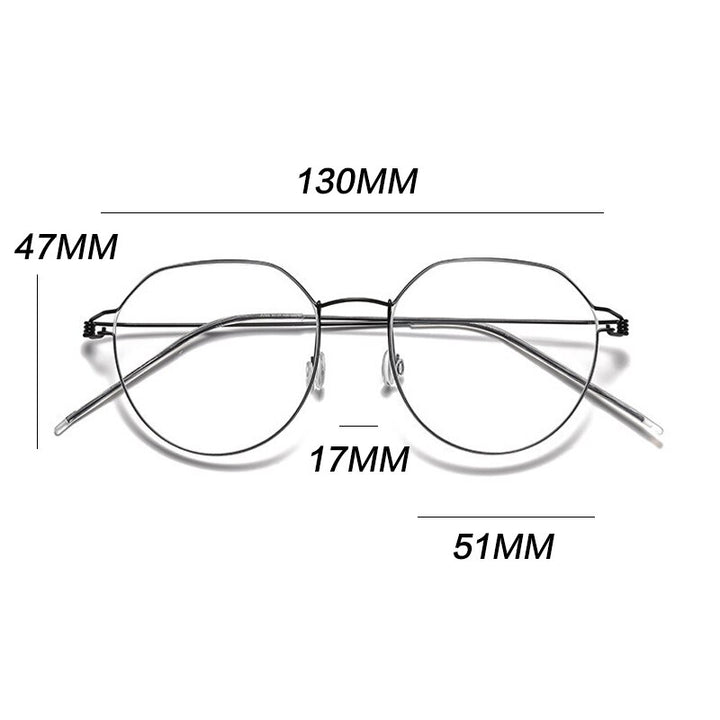 Gatenac Full Rim Round Titanium Alloy Screwless Frame Eyeglasses Gxyj679 Full Rim Gatenac   