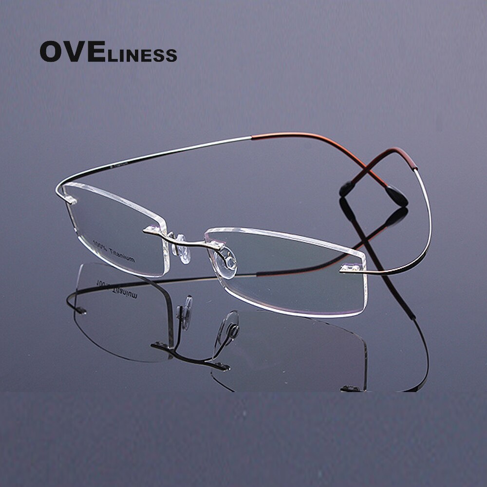 Oveliness Unisex Rimless Rectangle Titanium Eyeglasses Olp002 Rimless Oveliness gold  