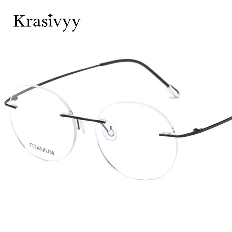 Krasivyy Unisex Rimless Round Titanium Eyeglasses Kr6012 Rimless Krasivyy   