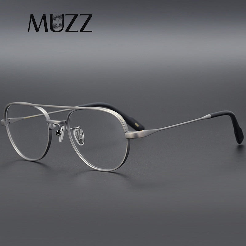 Muzz Unisex Full Rim Round Square Double Bridge Titanium Frame Eyeglasses K1217 Full Rim Muzz   