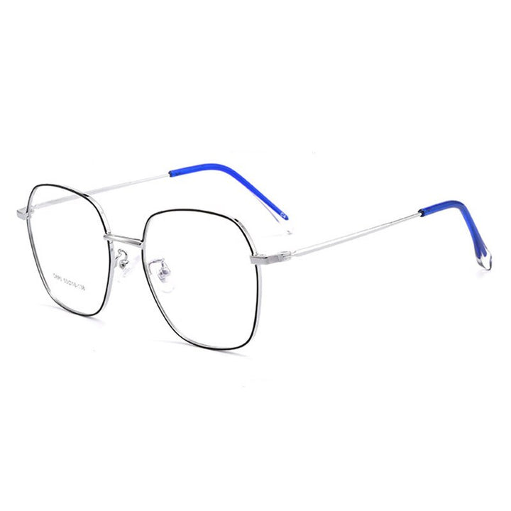 Hotony Unisex Full Rim Polygon Alloy Frame Spring Hinge Eyeglasses D875 Full Rim Hotony Black Silver  