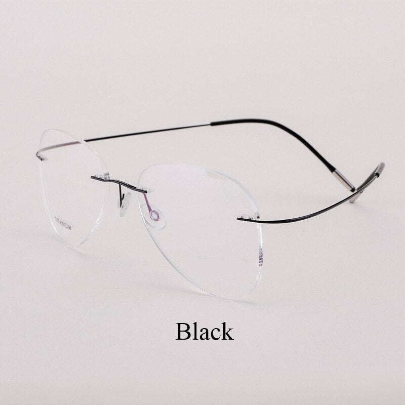 Bclear Men's Eyeglasses Titanium Rimless Lightweight Flexible 20002 Rimless Bclear Black  