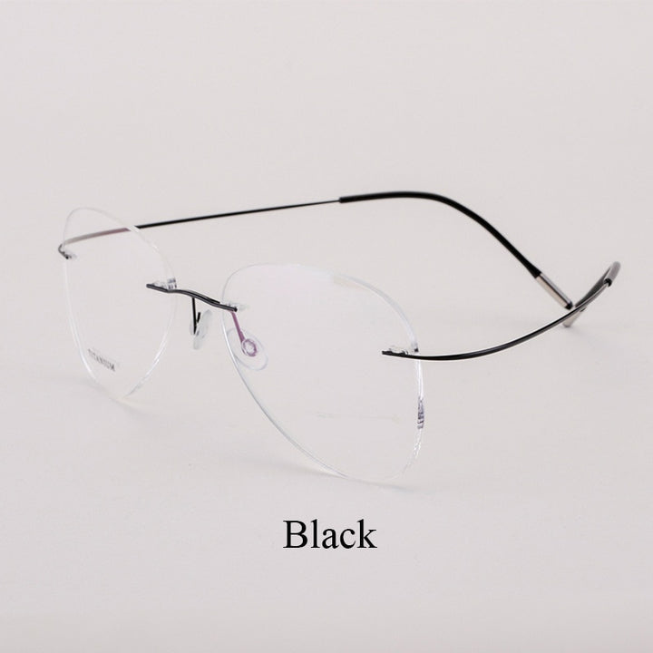 Bclear Unisex Customized Rimless Oval Titanium Alloy Eyeglasses My20002 Rimless Bclear Black  